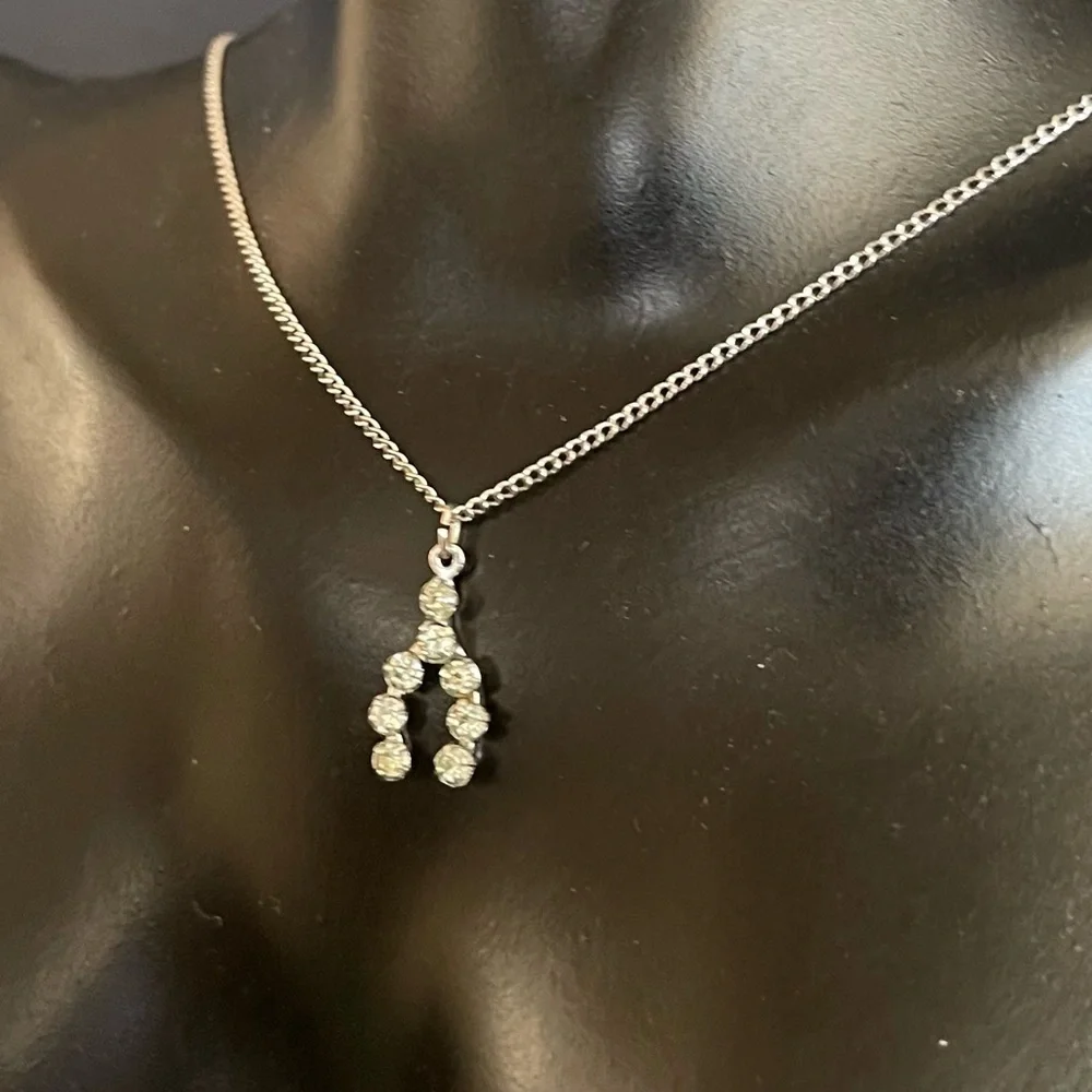 Sterling silver horseshoe cz stone necklace